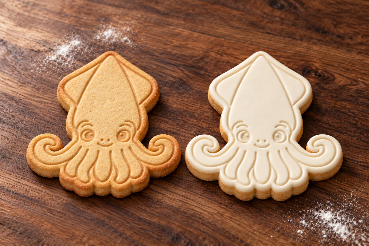 Squid plain and white fondant cookie examples