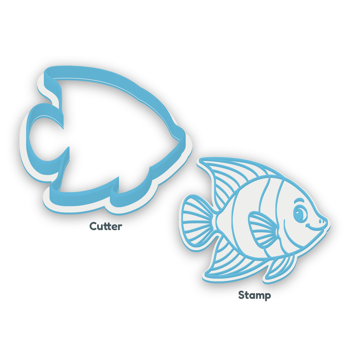 Tropical Fish separate cookie cutter and matching embosser