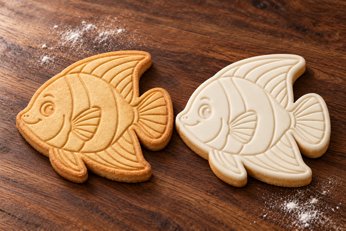 Tropical Fish plain and white fondant cookie examples