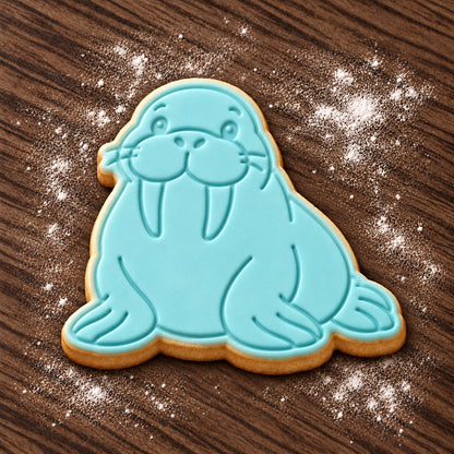 Walrus decorated fondant cookie