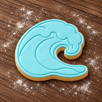 Wave decorated fondant cookie