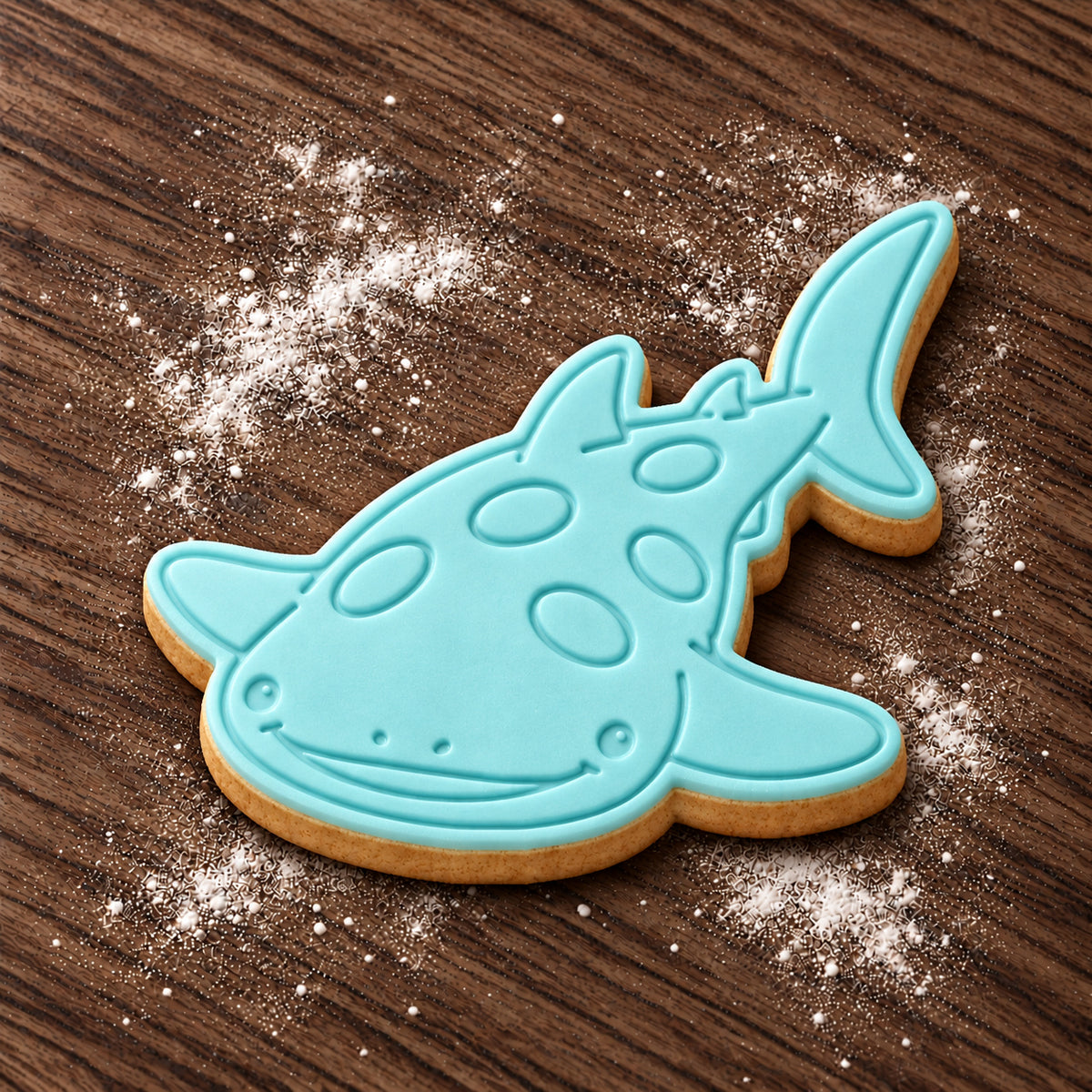 Whale Shark decorated fondant cookie