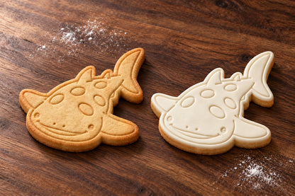 Whale Shark plain and white fondant cookie examples