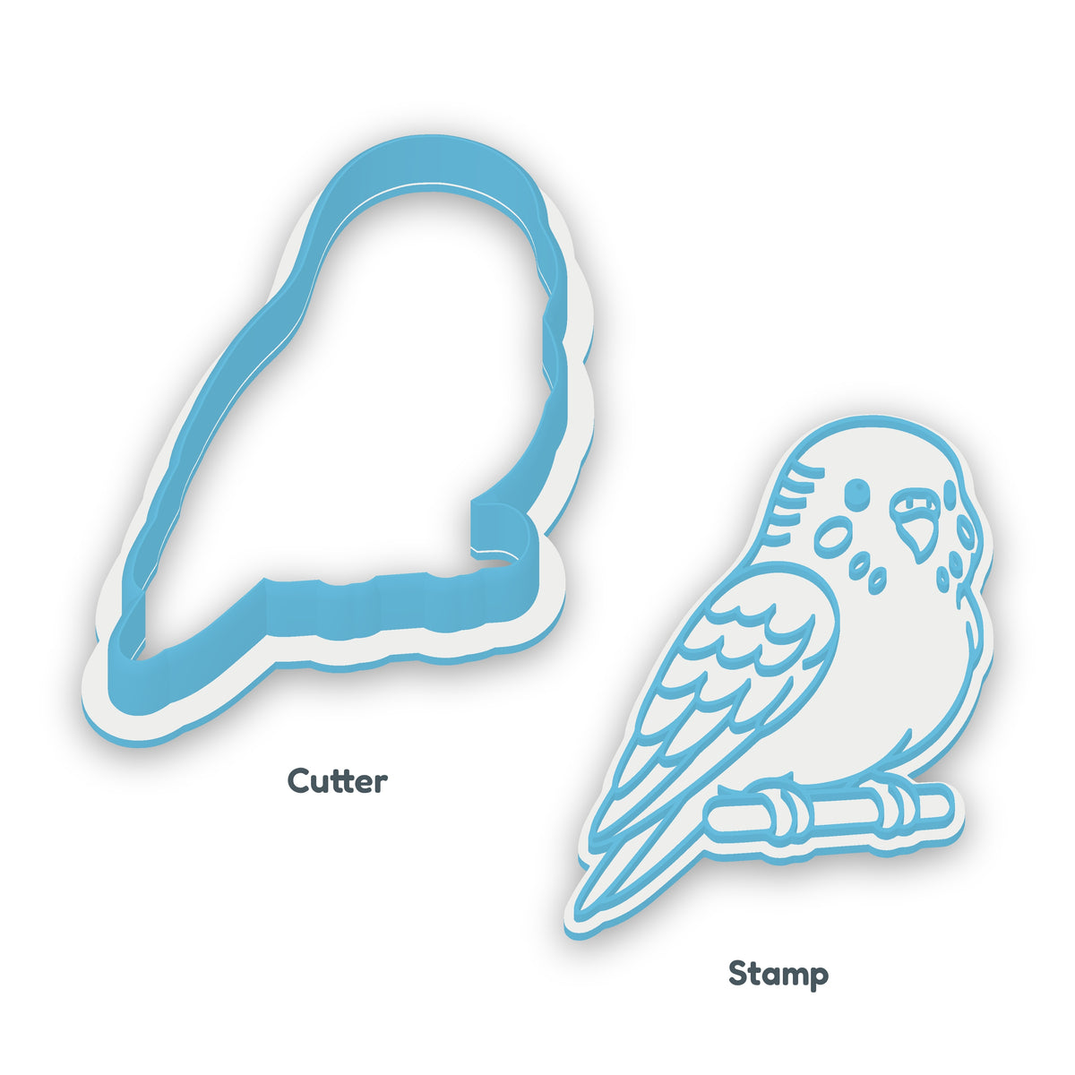 Budgie separate cookie cutter and matching embosser