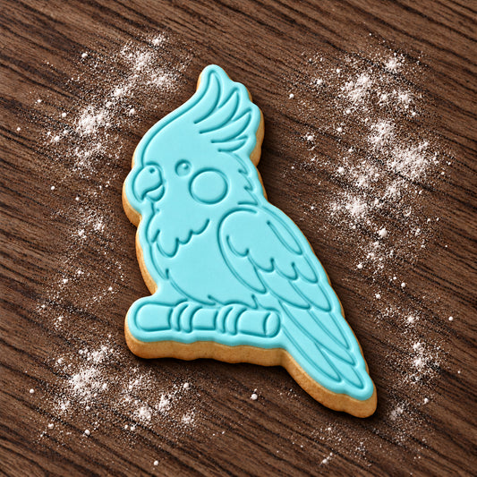 Cockatiel decorated fondant cookie