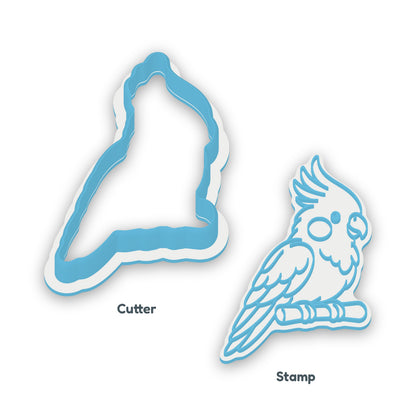 Cockatiel separate cookie cutter and matching embosser