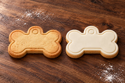 Collar Tag plain and white fondant cookie examples