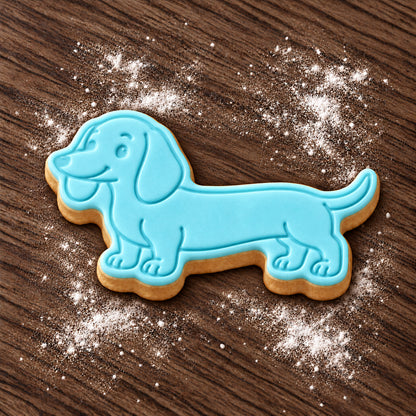 Dachshund decorated fondant cookie