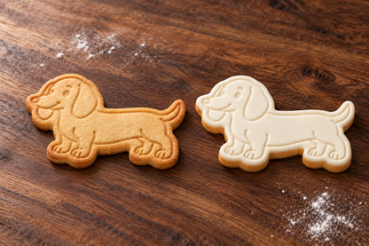 Dachshund plain and white fondant cookie examples