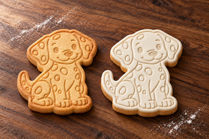 Dalmatian plain and white fondant cookie examples