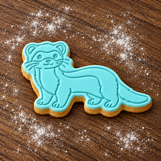 Ferret decorated fondant cookie