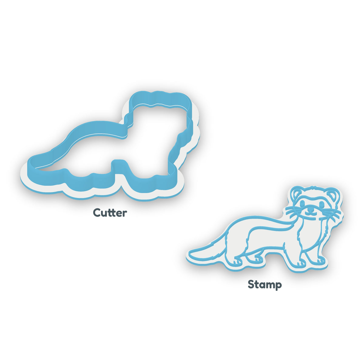Ferret separate cookie cutter and matching embosser