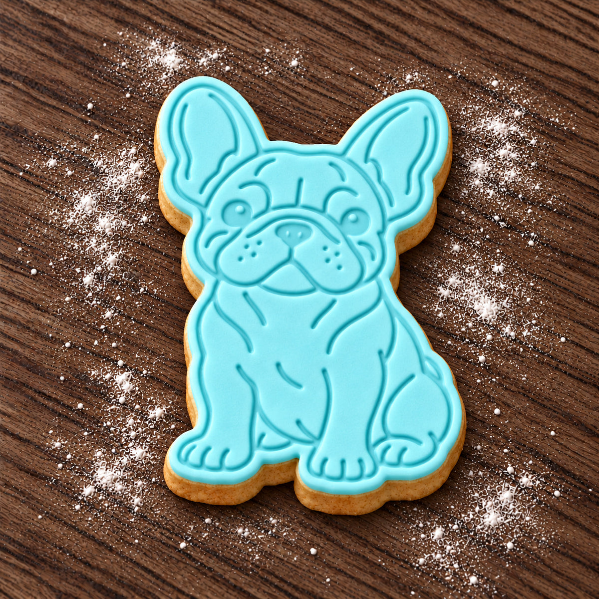 French Bulldog decorated fondant cookie