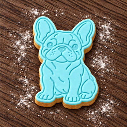 French Bulldog decorated fondant cookie