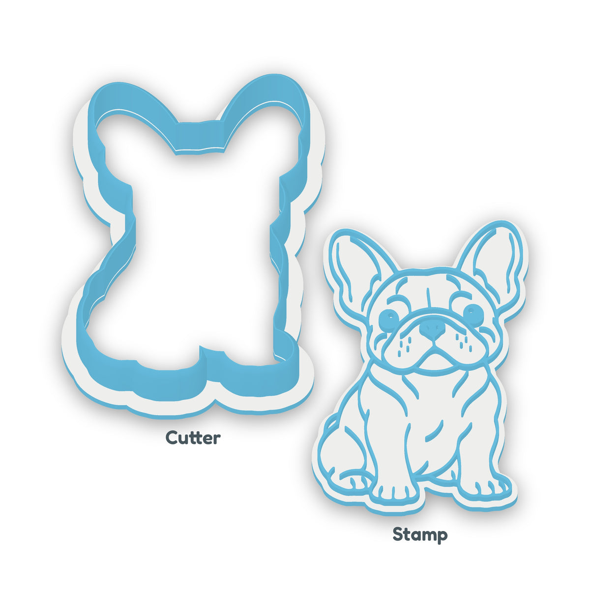 French Bulldog separate cookie cutter and matching embosser