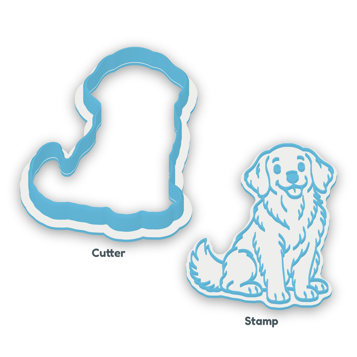 Golden Retriever separate cookie cutter and matching embosser
