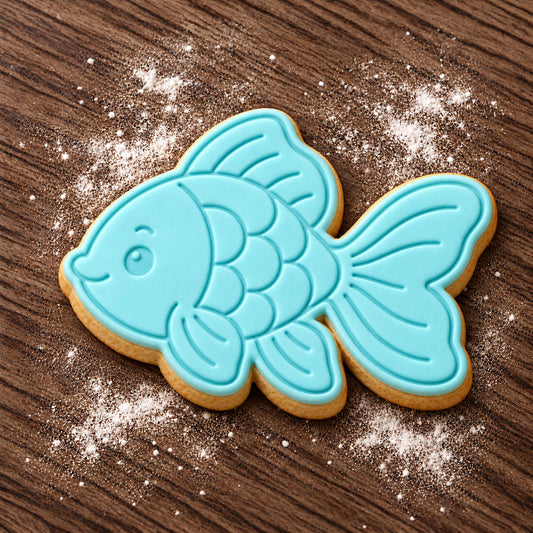 Goldfish decorated fondant cookie