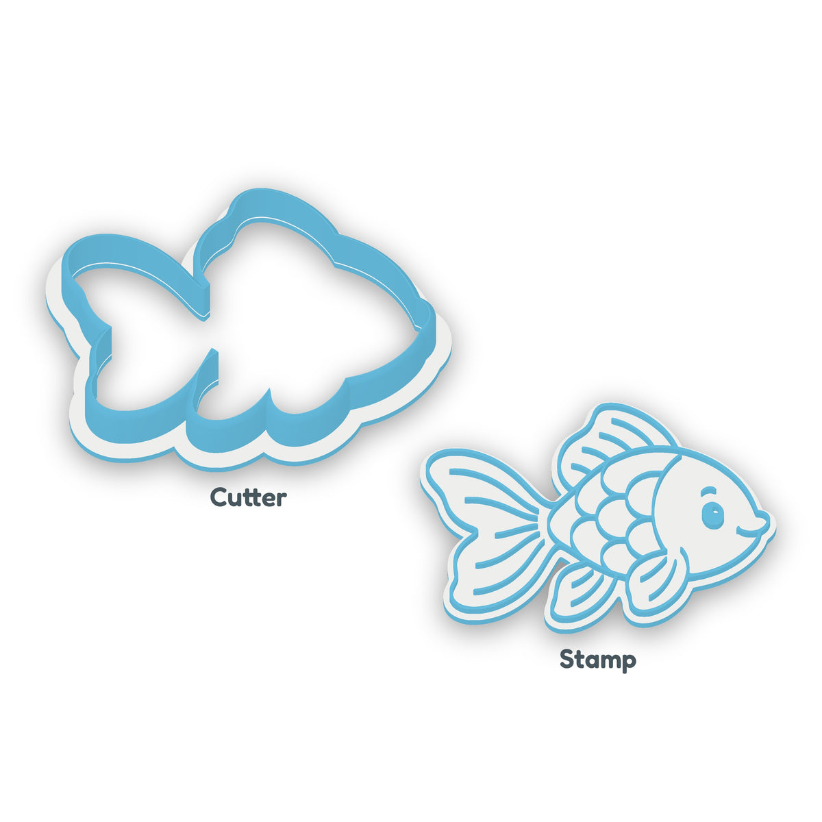Goldfish separate cookie cutter and matching embosser