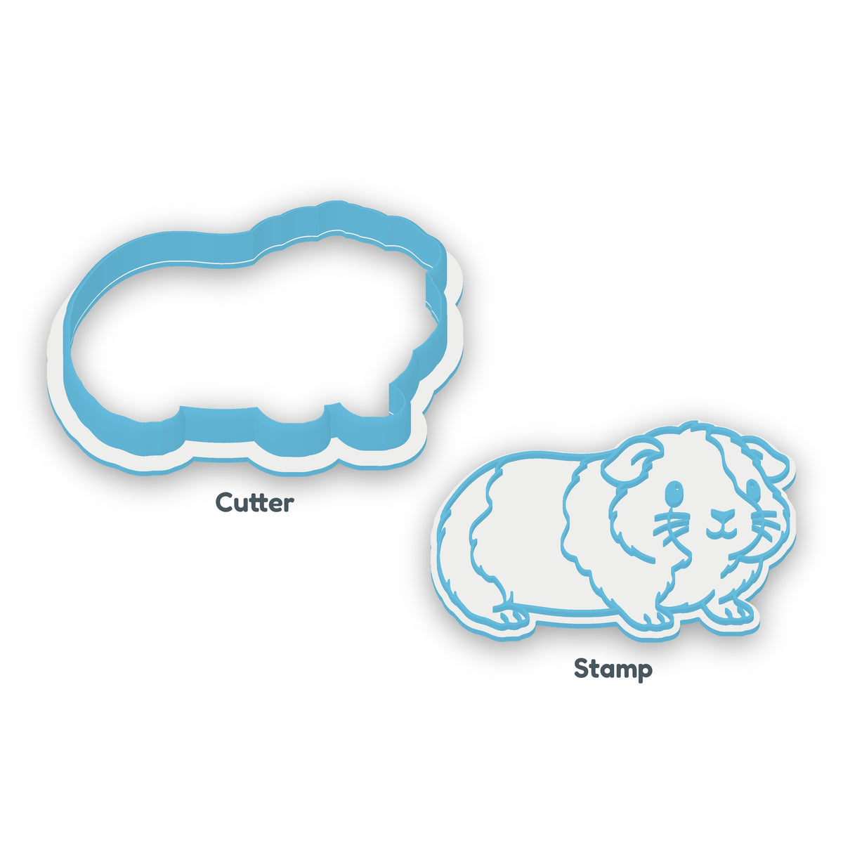 Guinea Pig separate cookie cutter and matching embosser