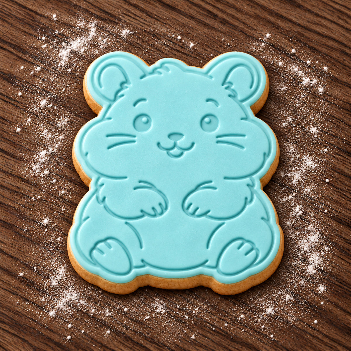Hamster decorated fondant cookie