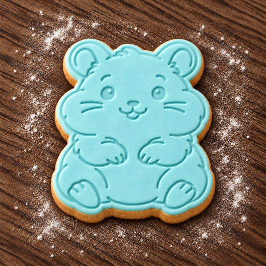 Hamster decorated fondant cookie