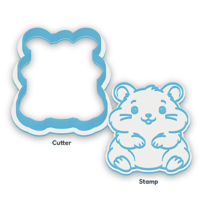 Hamster separate cookie cutter and matching embosser