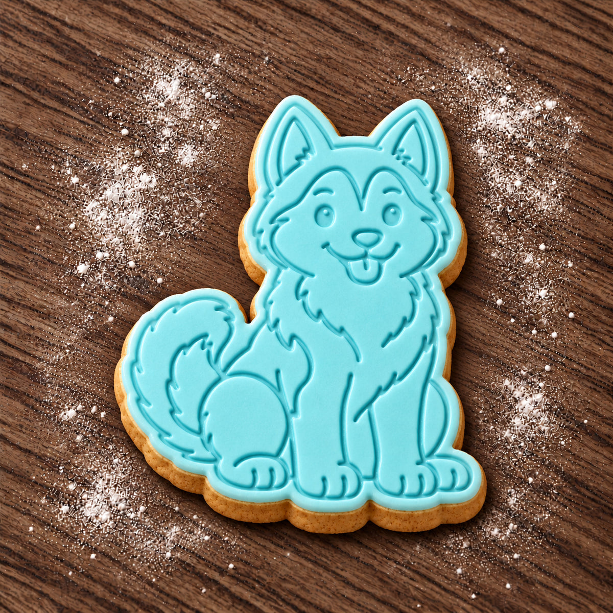 Husky decorated fondant cookie