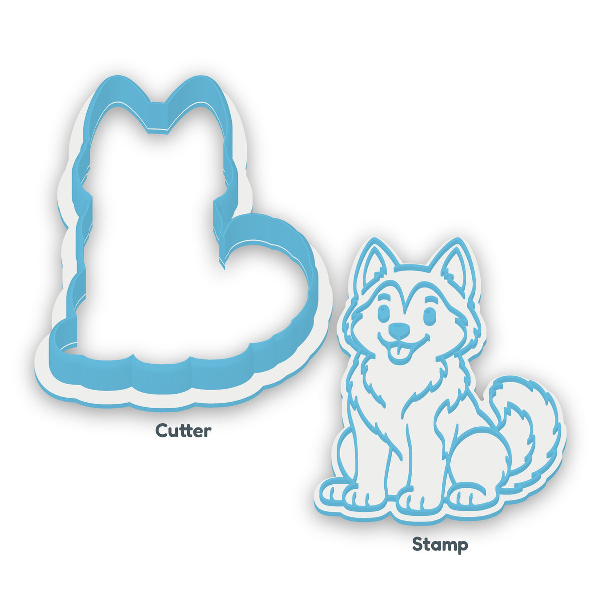 Husky separate cookie cutter and matching embosser