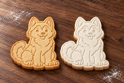 Husky plain and white fondant cookie examples