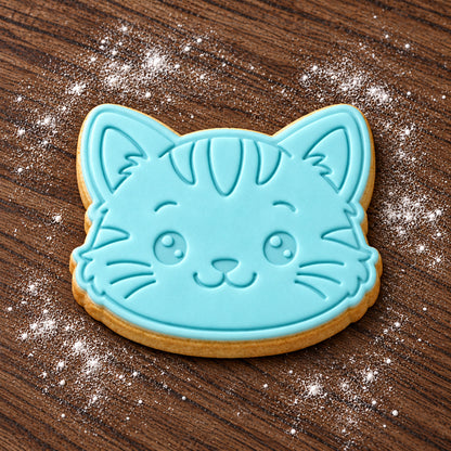 Kitten Face decorated fondant cookie