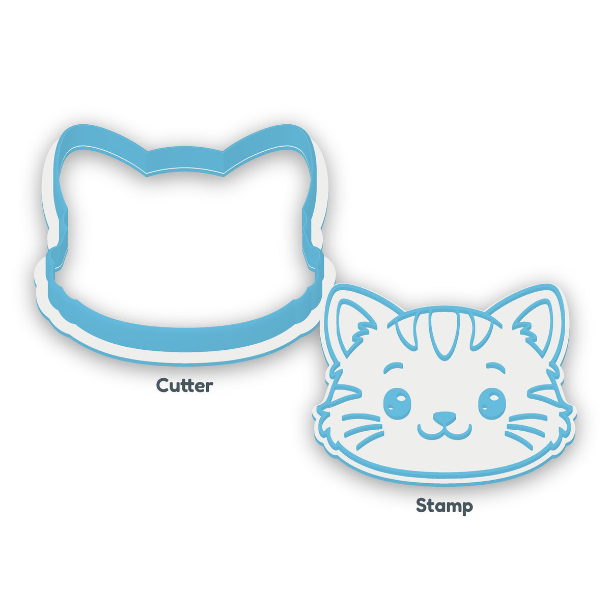 Kitten Face separate cookie cutter and matching embosser