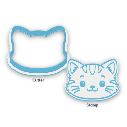 Kitten Face separate cookie cutter and matching embosser