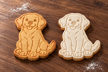 Labrador plain and white fondant cookie examples
