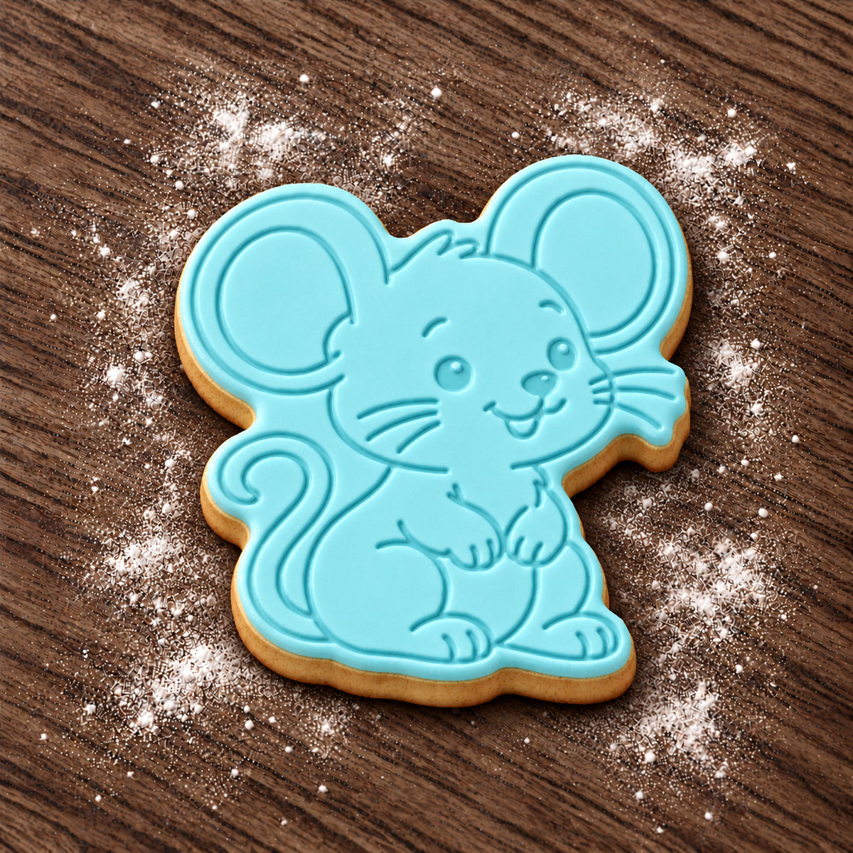 Mouse decorated fondant cookie