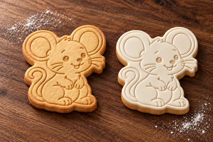Mouse plain and white fondant cookie examples