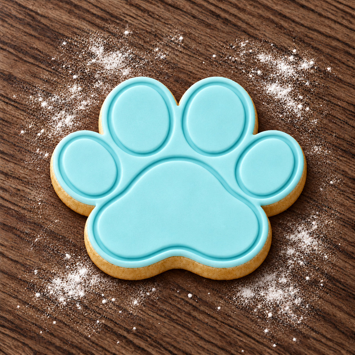Paw Print decorated fondant cookie