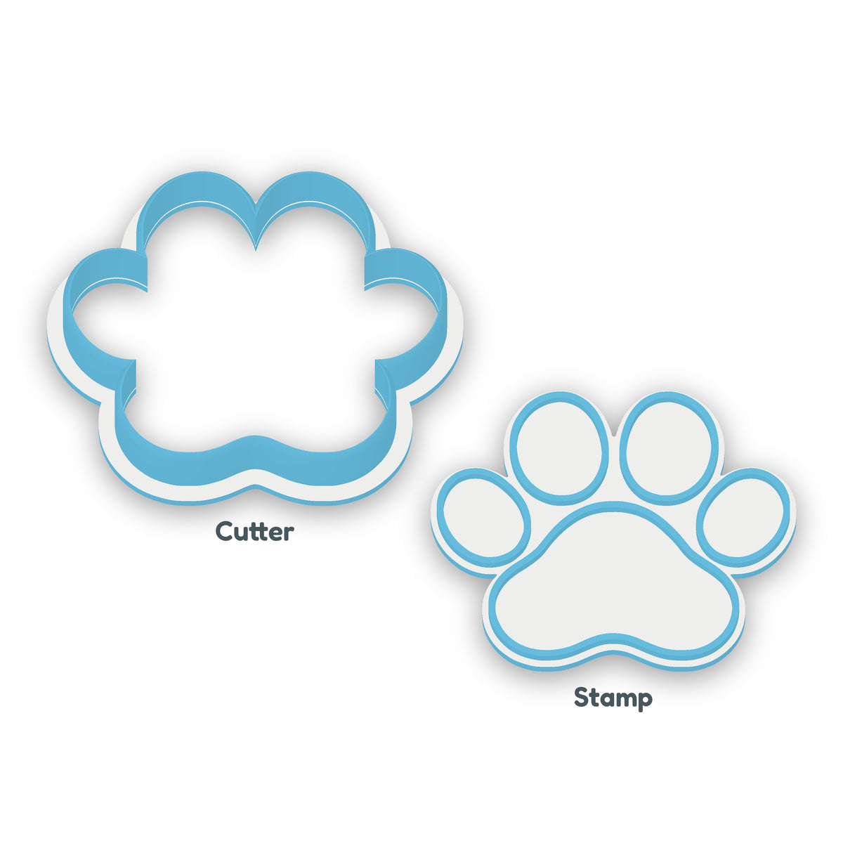 Paw Print separate cookie cutter and matching embosser
