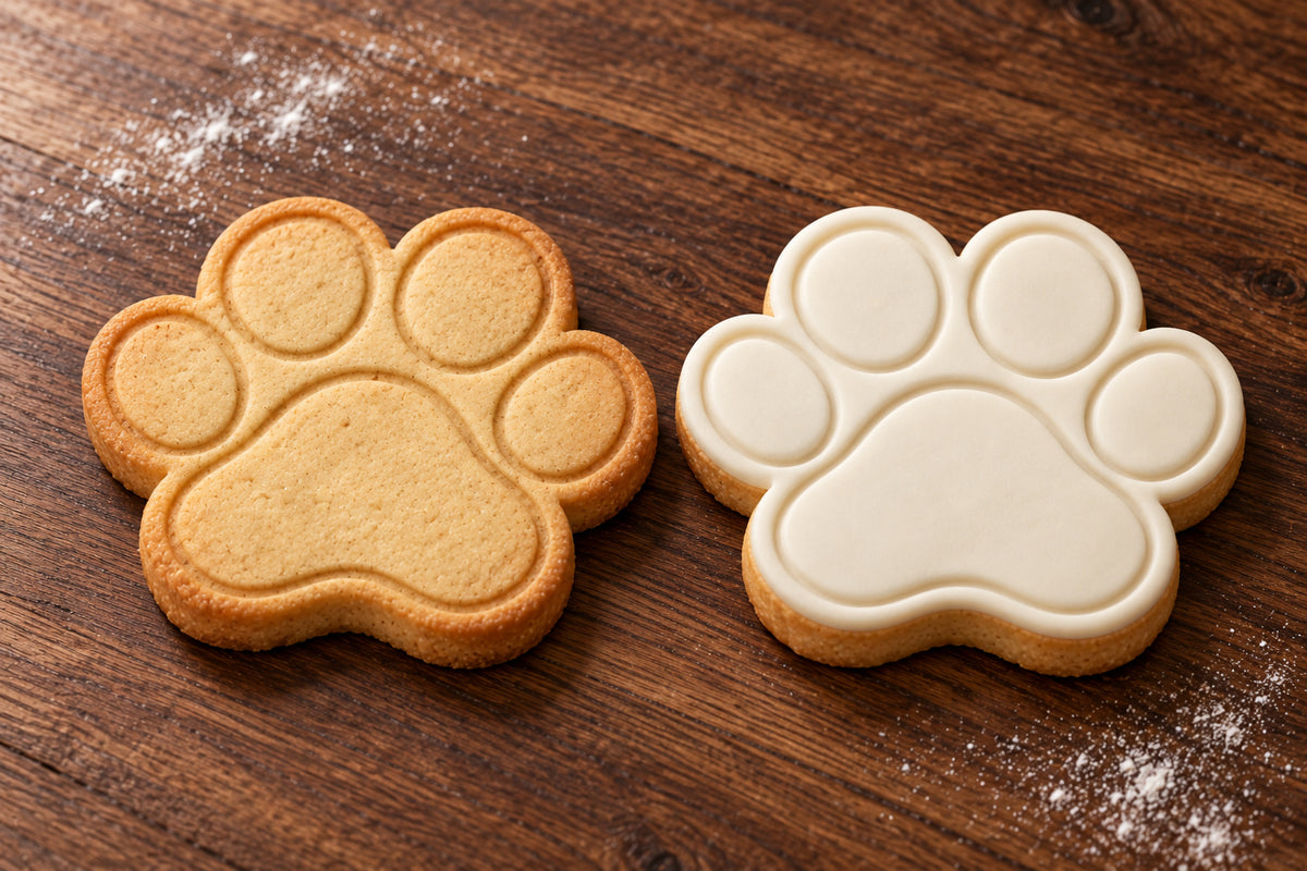 Paw Print plain and white fondant cookie examples