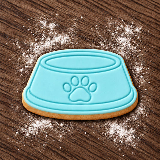 Pet Bowl decorated fondant cookie