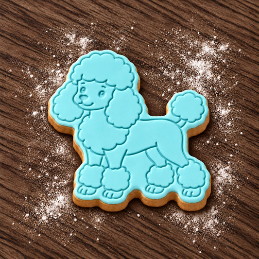 Poodle decorated fondant cookie
