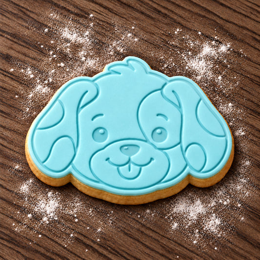Puppy Face decorated fondant cookie