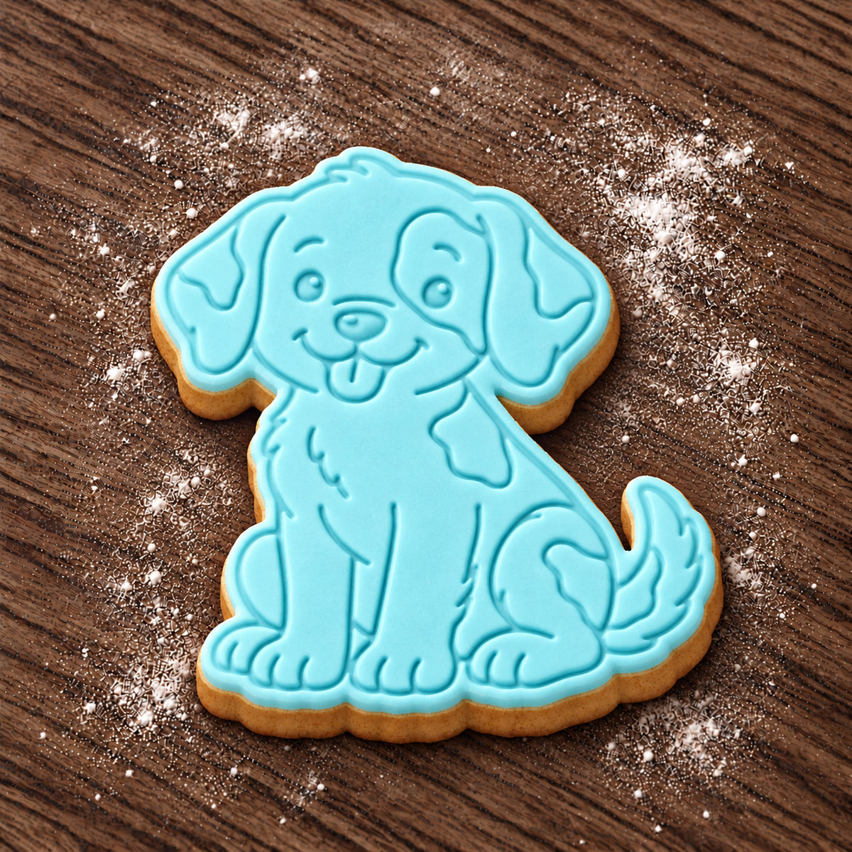 Sitting Dog decorated fondant cookie