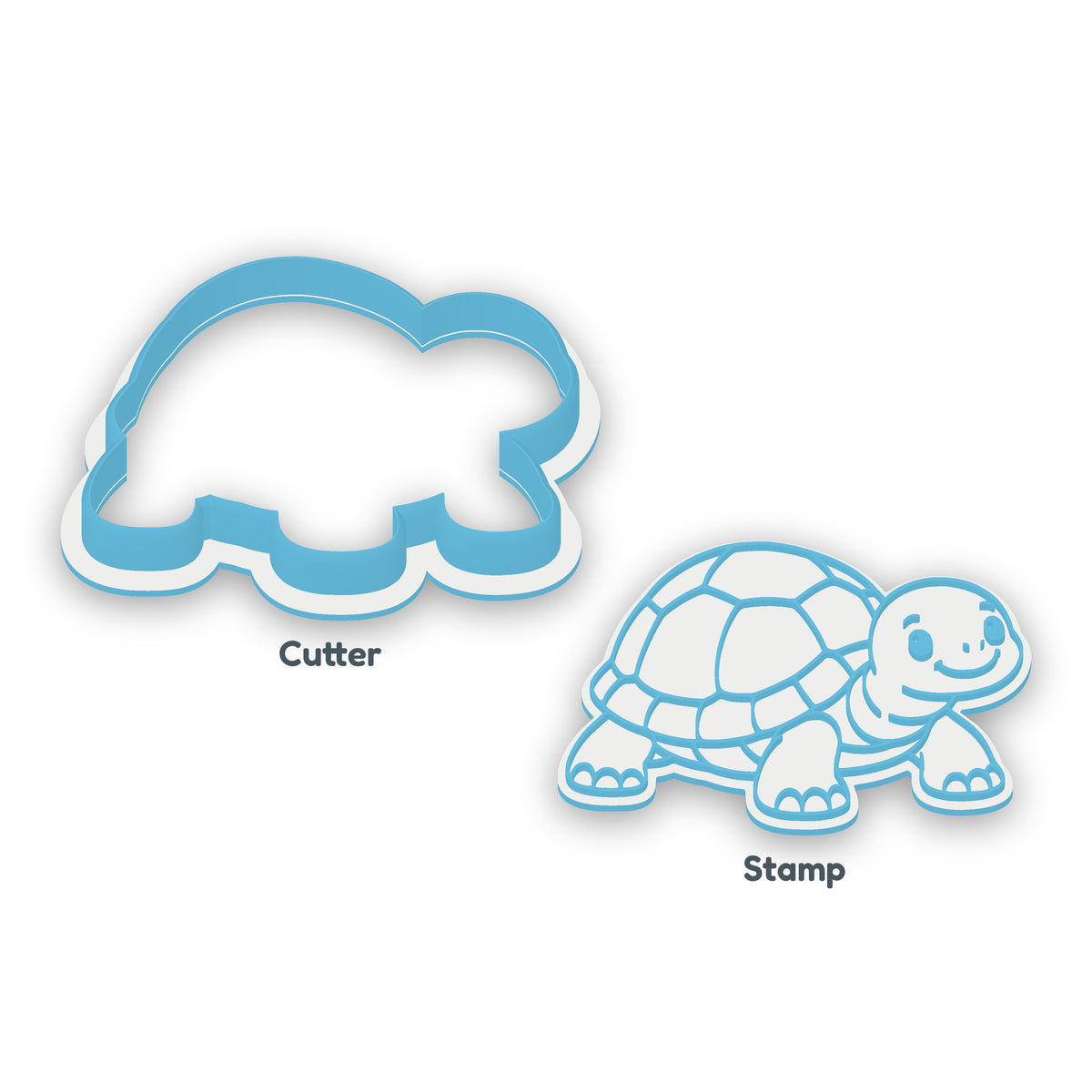 Turtle separate cookie cutter and matching embosser