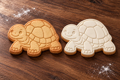 Turtle plain and white fondant cookie examples