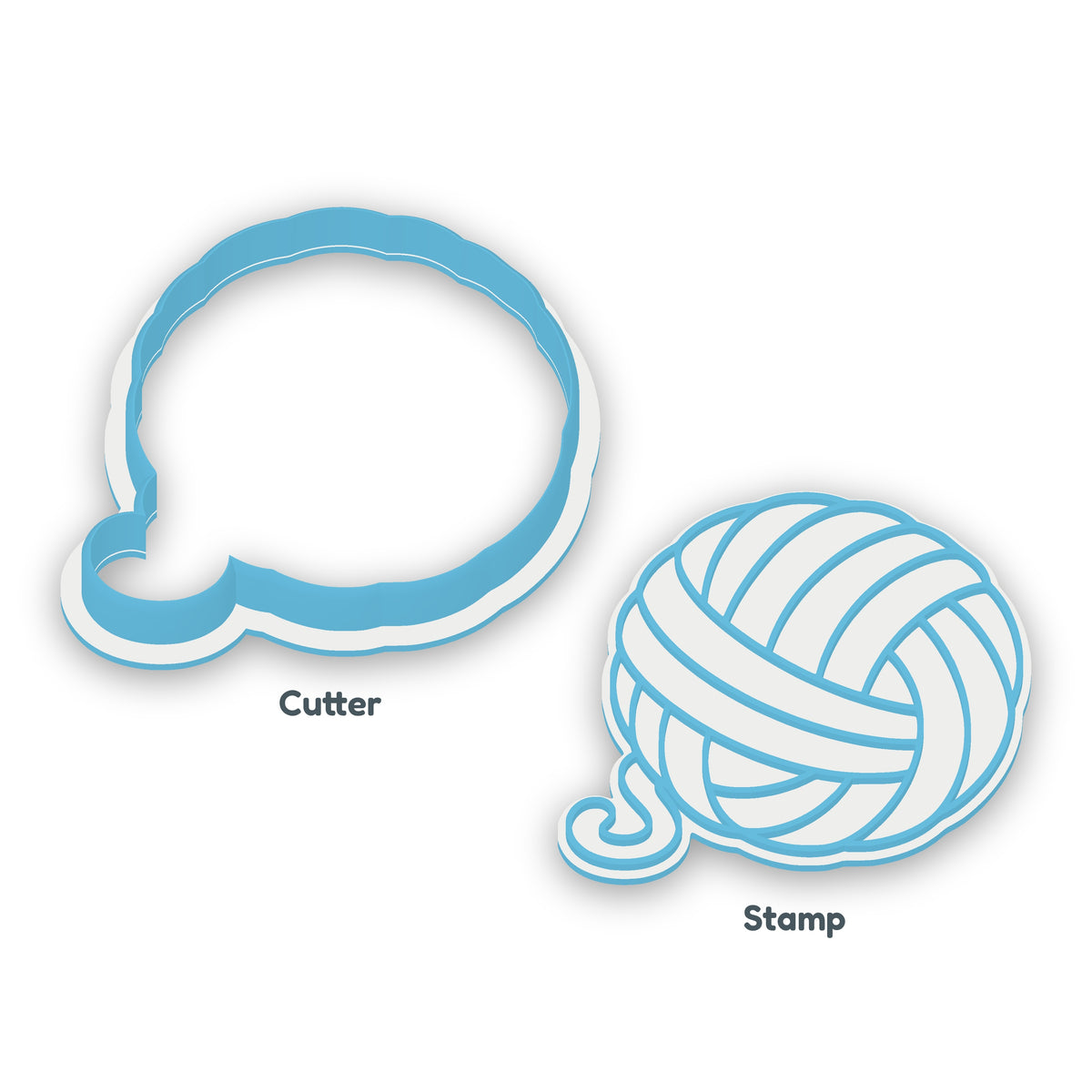 Yarn Ball separate cookie cutter and matching embosser