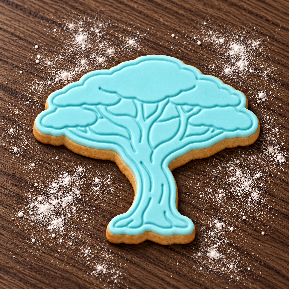 Acacia Tree decorated fondant cookie