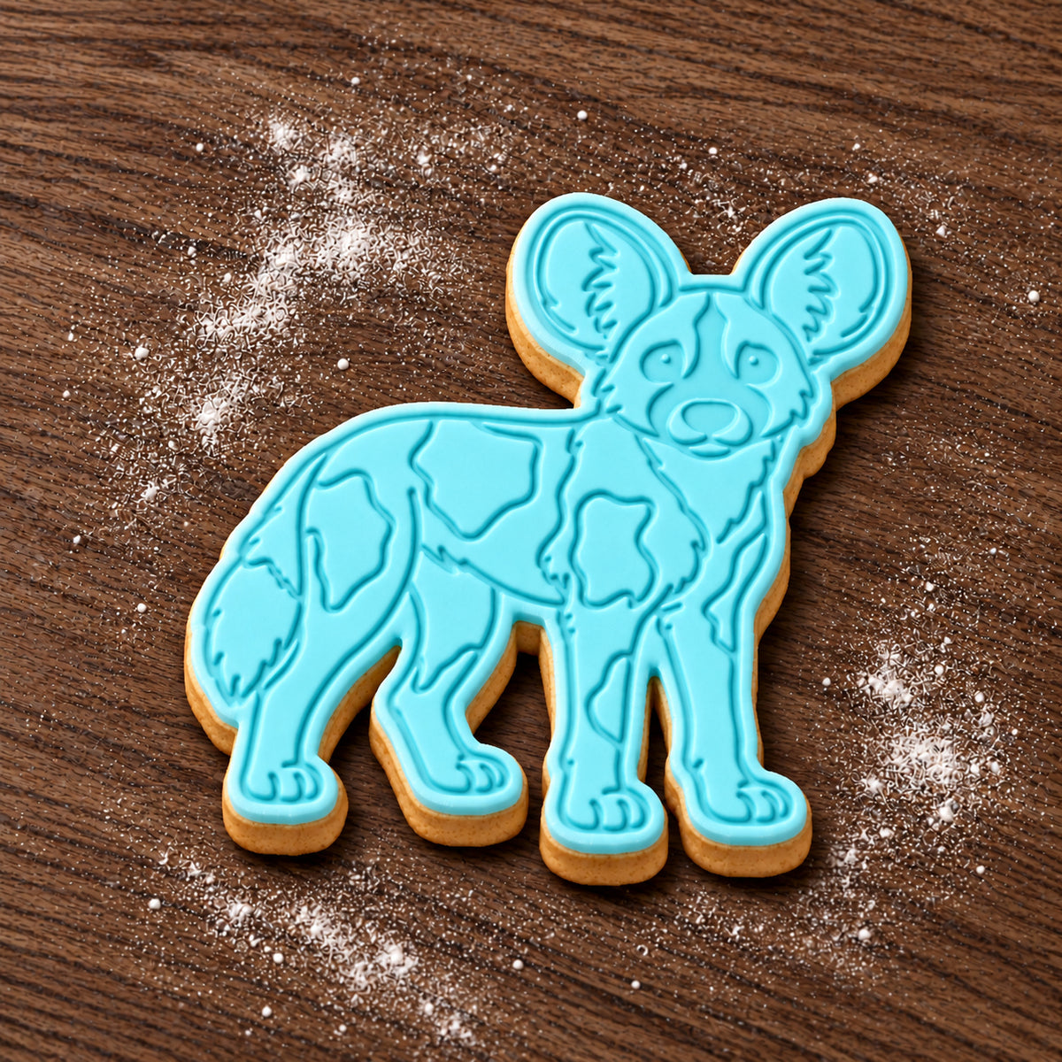 African Wild Dog decorated fondant cookie