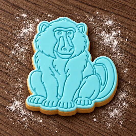 Baboon decorated fondant cookie