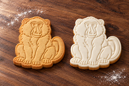 Baboon plain and white fondant cookie examples