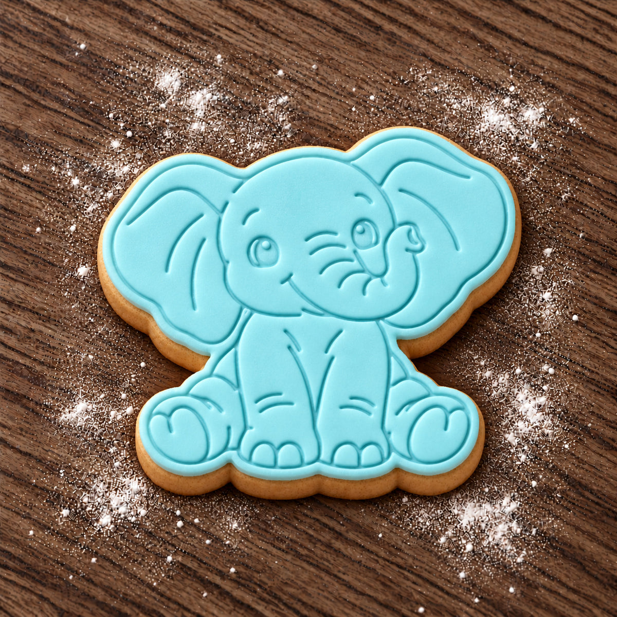 Baby Elephant decorated fondant cookie
